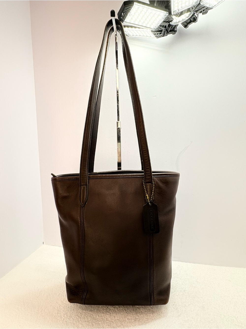 Coach Classic Brown Leather Tote Bag - Women's Shoulder Tote - Picture 7 of 17